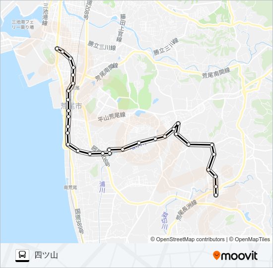 8：八幡台一丁目→有明医療センター～市役所前→荒尾四ツ山 Bus Line Map