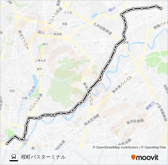 E3-3：光の森産交→武蔵ヶ丘～子飼→桜町バスターミナル Bus Line Map