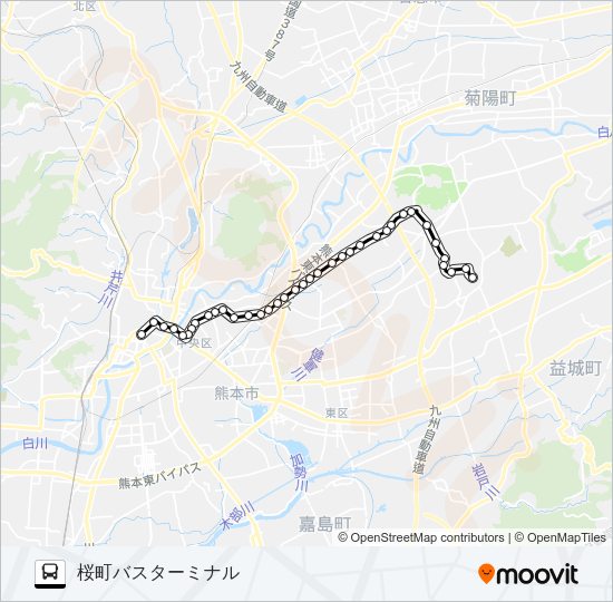 G2-3：戸島→託麻原本通～熊本整形→桜町バスターミナル Bus Line Map