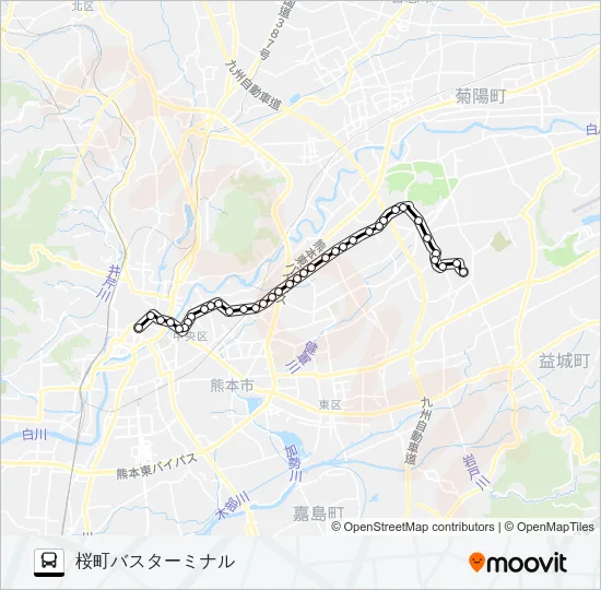 G2-3：戸島→託麻原本通～熊本整形→桜町バスターミナル バスの路線図