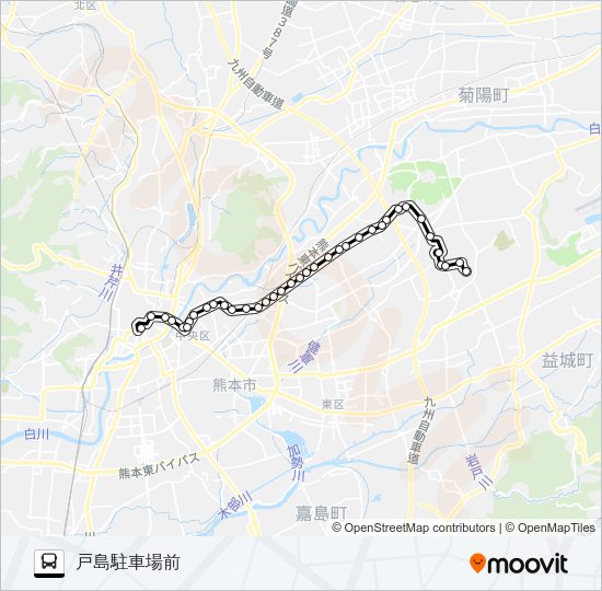 G2-3：桜町バスターミナル→熊本整形～託麻原本通→戸島 Bus Line Map