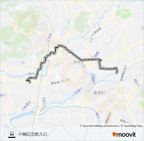K3-2/S4-1：アクアドーム→県庁～市民病院→沼山津 Bus Line Map