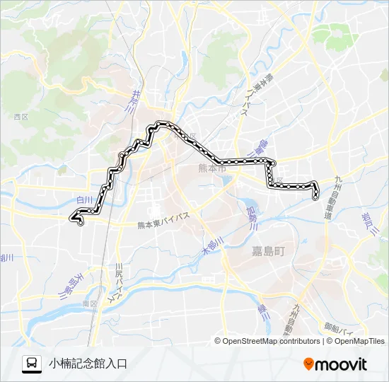 K3-2/S4-1：アクアドーム→県庁～市民病院→沼山津 Bus Line Map