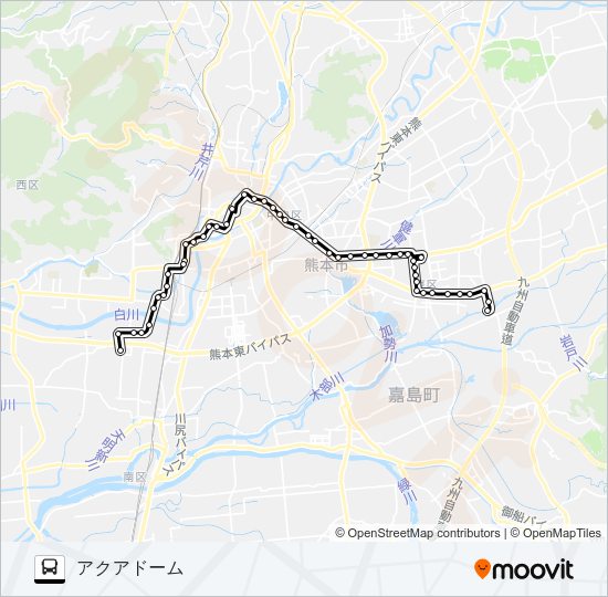 K3-2/S4-1：沼山津→市民病院～県庁→アクアドーム Bus Line Map