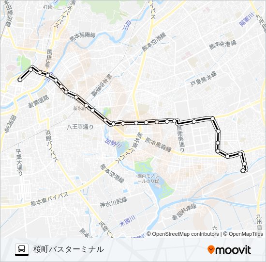 K4-1：沼山津→花立三丁目～県庁前→桜町バスターミナル Bus Line Map