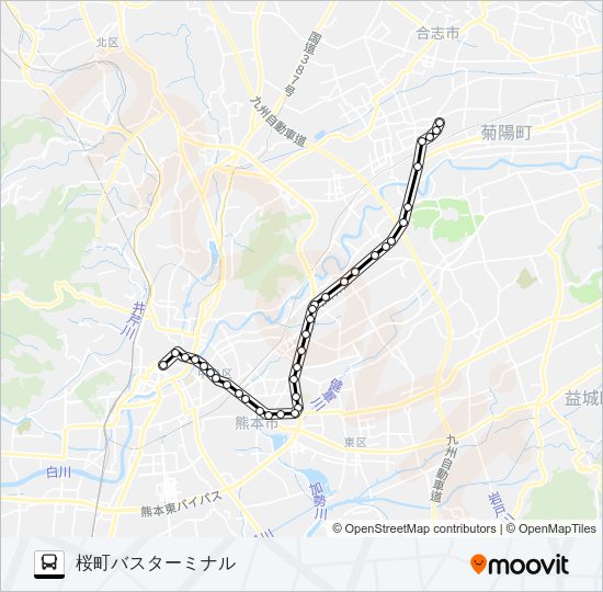 K5-1：光の森産交→松の本～県庁前→桜町バスターミナル Bus Line Map