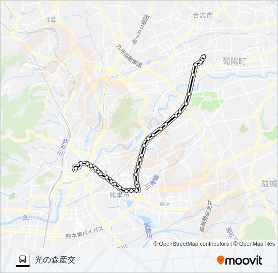 K5-1：桜町バスターミナル→県庁前～松の本→光の森産交 Bus Line Map