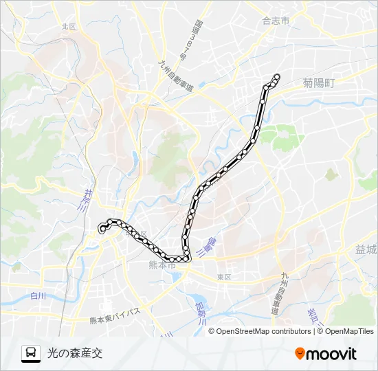K5-1：桜町バスターミナル→県庁前～松の本→光の森産交 Bus Line Map