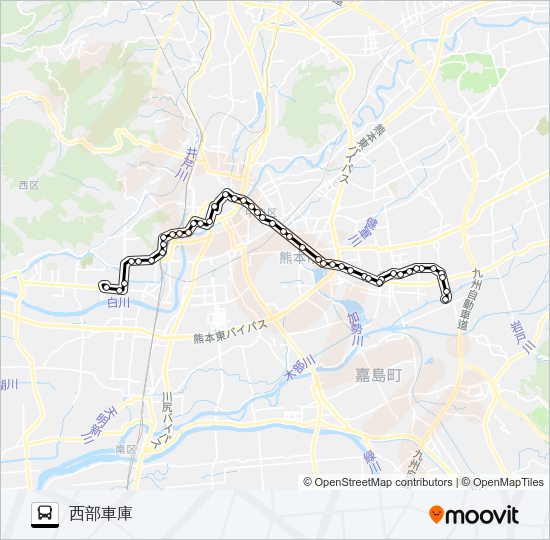L4-1/T4-0：沼山津→東区役所～春日校前→西部車庫 Bus Line Map