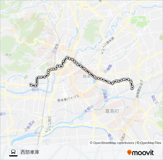 L4-1/T4-0：沼山津→東区役所～春日校前→西部車庫 バスの路線図