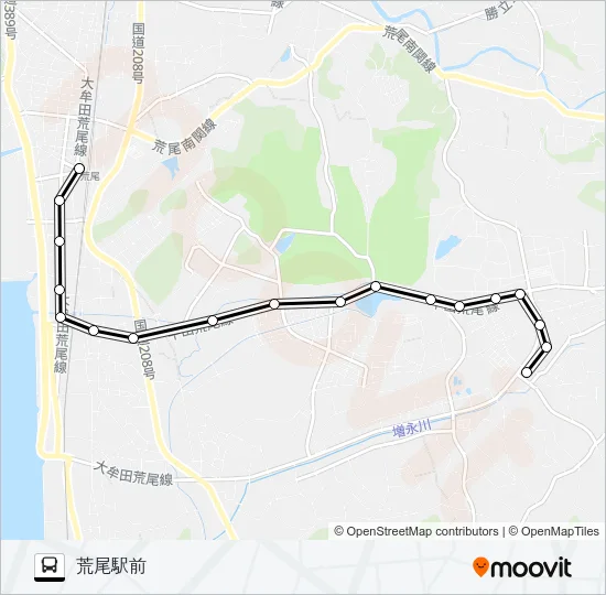 11：バスセンター（荒尾）→グリーンラン～一小下→荒尾駅前 バスの路線図
