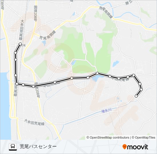 11：荒尾駅前→一小下～グリーンラン→バスセンター（荒尾） Bus Line Map