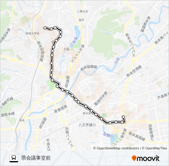 A1-1/K6-0：富尾団地→京町本丁～県庁前→県会議事堂 Bus Line Map