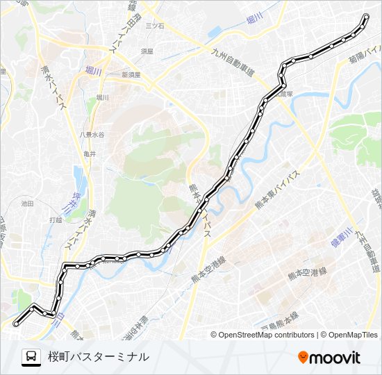 E3-2：光の森産交→ゆめタウン～子飼→桜町バスターミナル バスの路線図
