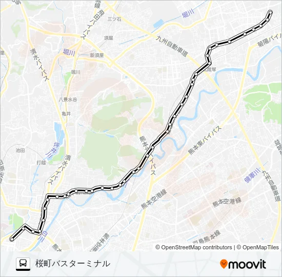E3-2：光の森産交→ゆめタウン～子飼→桜町バスターミナル Bus Line Map