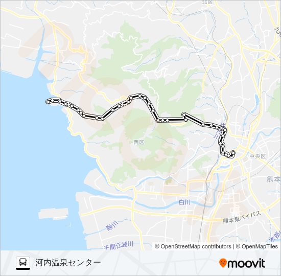 U3-1：桜町バスターミナル→芳野～河内→河内温泉センター Bus Line Map