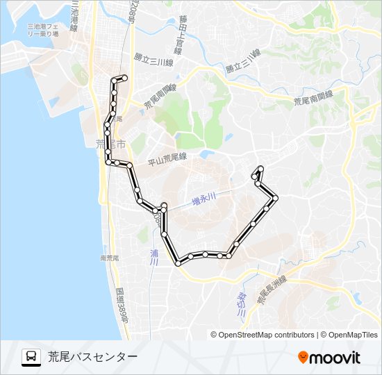 31：イオンタウン→荒尾市役所前～桜山→バスセンター（荒尾） Bus Line Map