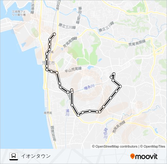 31：バスセンター（荒尾）→桜山～荒尾市役所前→イオンタウン Bus Line Map