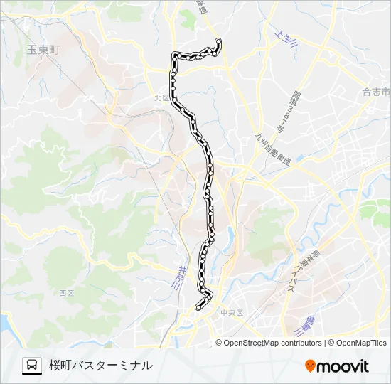 A4-2：小野泉水公園→北区役所前～植木→桜町バスターミナル バスの路線図