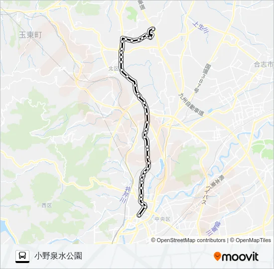 A4-2：桜町バスターミナル→植木～北区役所前→小野泉水公園 バスの路線図