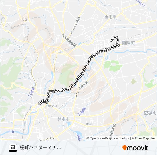E3-1：光の森産交→菊陽バイパス～子飼→桜町バスターミナル Bus Line Map