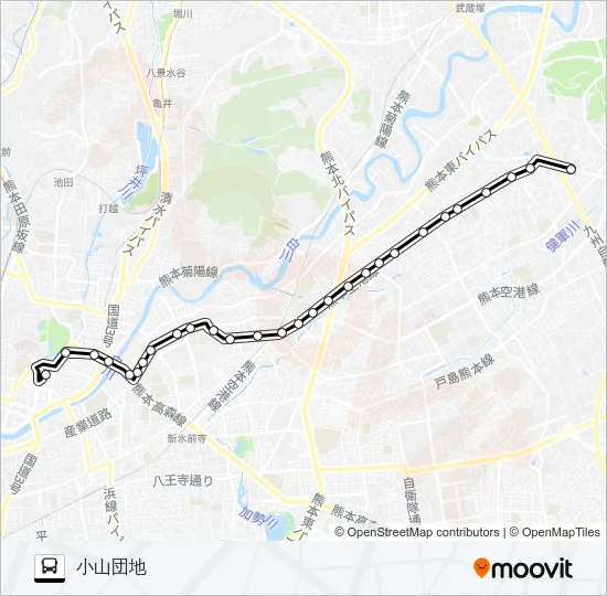 G2-1：桜町バスターミナル→熊本整形~託麻原本通→小山団地 バスの路線図
