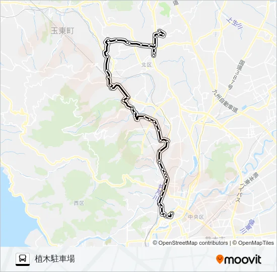 U2-1：桜町バスターミナル→和泉～植木宮の前（→植木駐車場 Bus Line Map