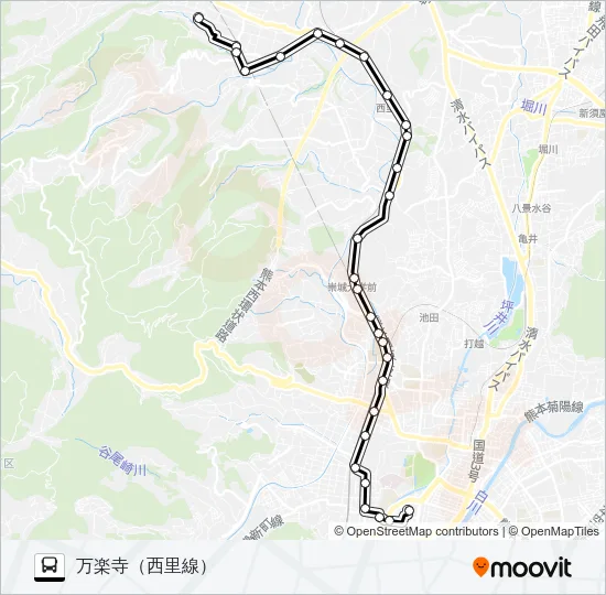 U2-2：桜町バスターミナル→上熊本～西里→万楽寺（西里線） バスの路線図