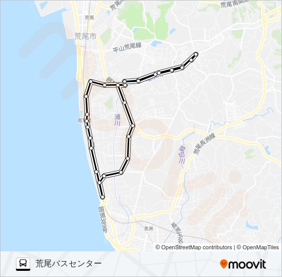 23：荒尾バスセンター→清里校前～牛水下→バスセンター（荒尾） バスの路線図