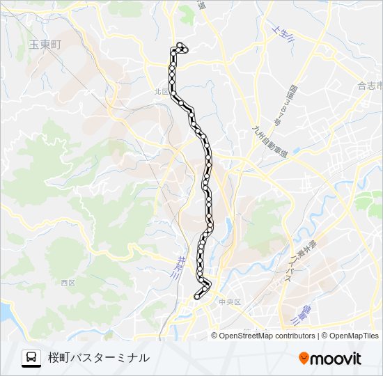 A4-1：植木駐車場→植木宮の前～京町本丁→桜町バスターミナル Bus Line Map