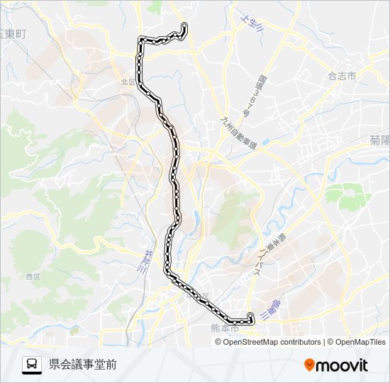 A4-2/K6-0：小野泉水公園→北区役所前～県庁前→県会議事堂前 Bus Line Map