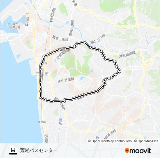 5：バスセンター（荒尾）→倉掛～有明医療センター→バスセンター（荒尾） Bus Line Map