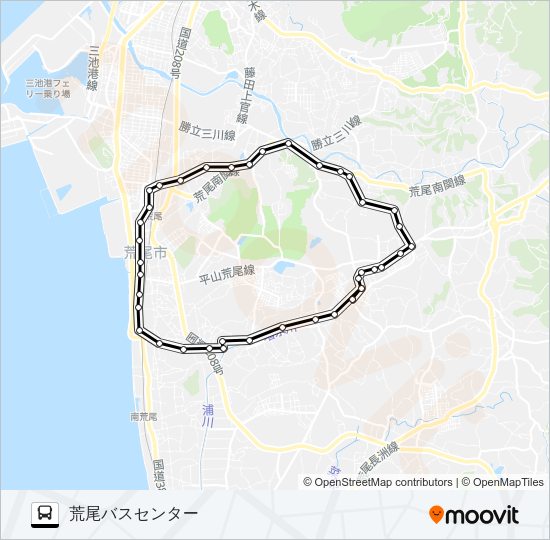 5：バスセンター（荒尾）→有明医療センター～倉掛→バスセンター（荒尾） Bus Line Map