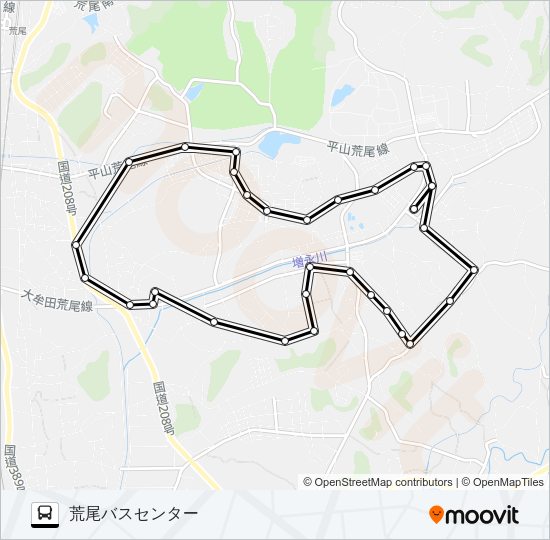 12：バスセンター（荒尾）→東屋形～有明医療センター→バスセンター（荒尾） Bus Line Map