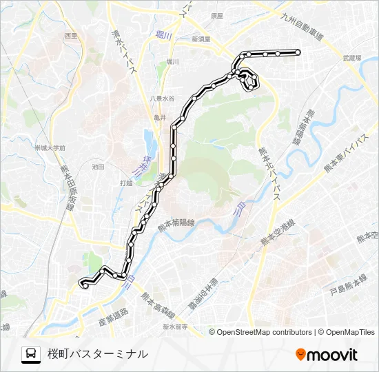 C7-7：楠団地→麻生田小→清水ヶ丘→三軒町→水道町→桜町バスターミナル Bus Line Map