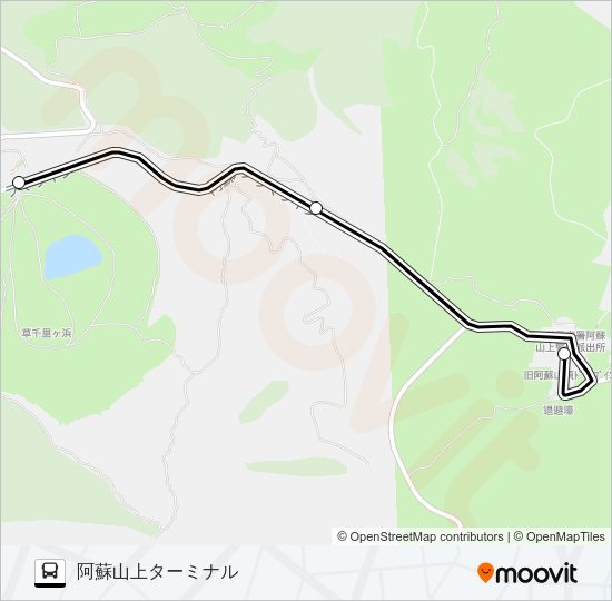 草千里阿蘇火山博物館前→ヘリポート前→草千里阿蘇火山博物館前 Bus Line Map