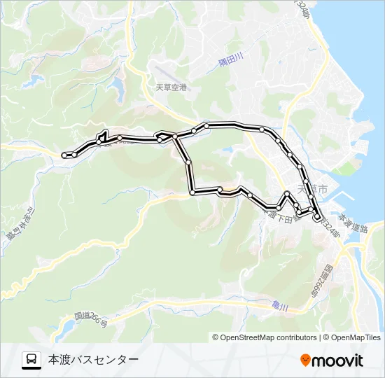 本渡バスセンター→左循環→本渡バスセンター Bus Line Map