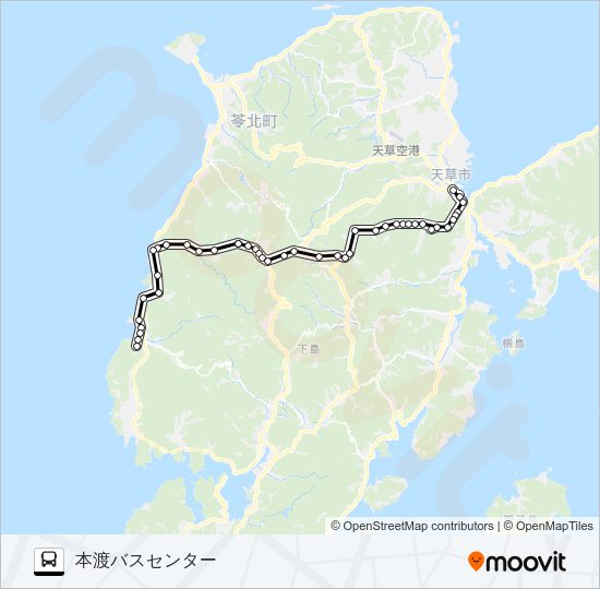高浜上河内→仮俣～イオン前→本渡バスセンター Bus Line Map
