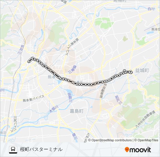 L6-3：木山→交通広場～健軍→桜町バスターミナル Bus Line Map