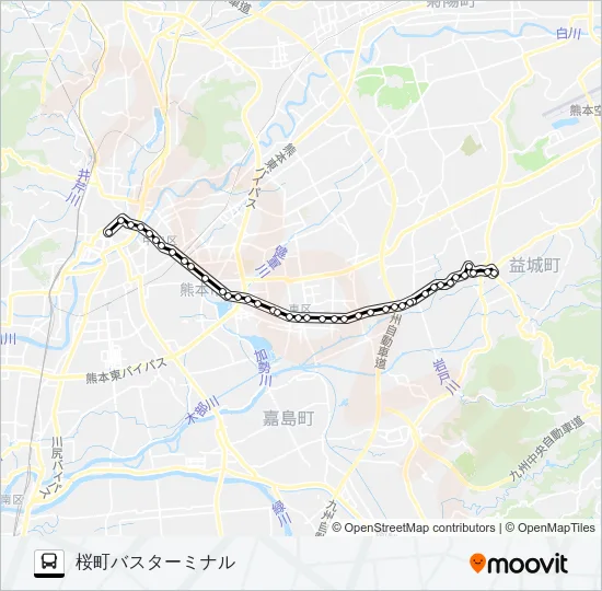 L6-3：木山→交通広場～健軍→桜町バスターミナル バスの路線図