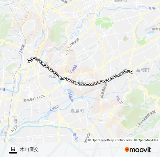 L6-3：桜町バスターミナル→健軍～交通広場→木山 Bus Line Map