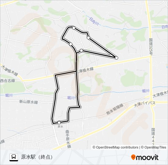 SC：原水駅北口→県技短→JASM→ソニー→東京エレクトロン→原水駅北口 Bus Line Map