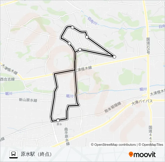 SC：原水駅北口→県技短→JASM→ソニー→東京エレクトロン→原水駅北口 Bus Line Map