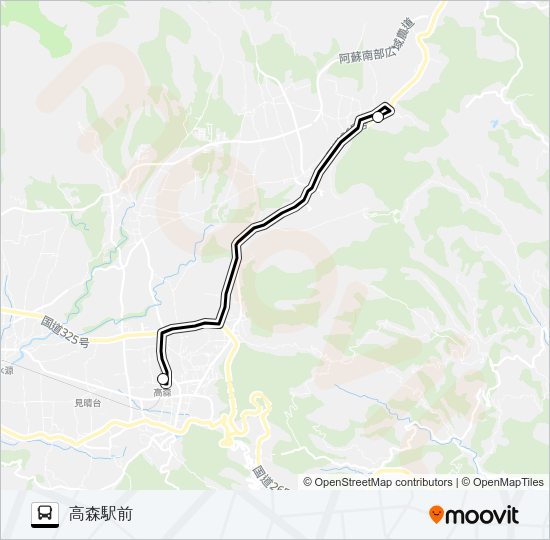 上色見熊野座神社入口→→高森駅前 Bus Line Map