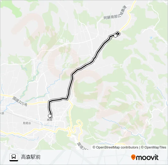 上色見熊野座神社入口→→高森駅前 バスの路線図