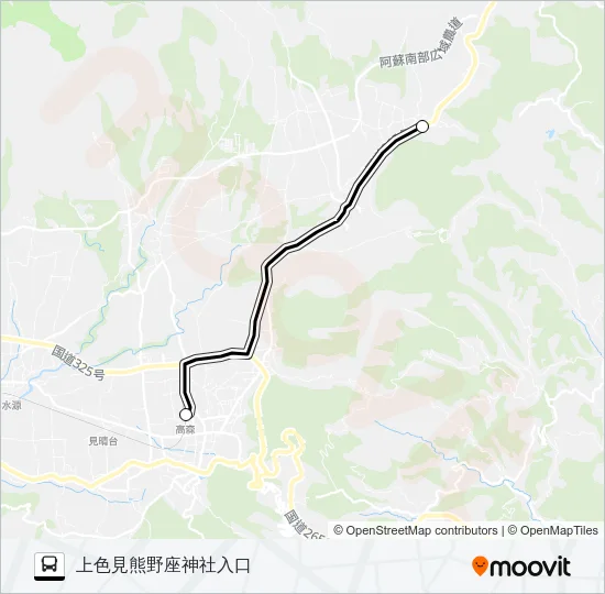 高森駅前→→上色見熊野座神社入口 Bus Line Map