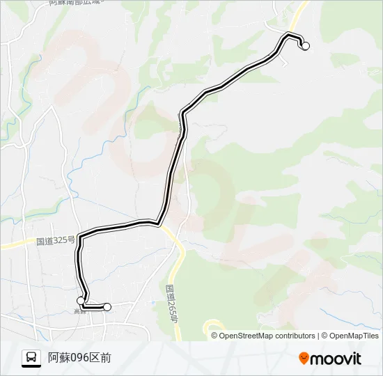 高森中央→高森駅前→阿蘇096区前 Bus Line Map