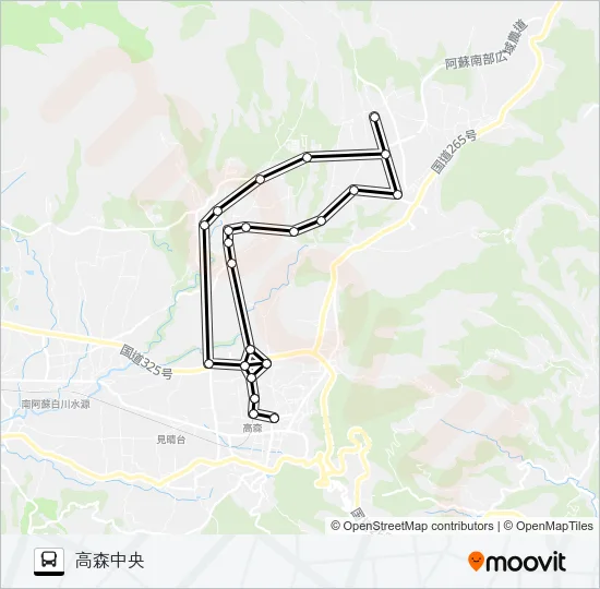 高森中央→ロッキー～すべの→高森中央 Bus Line Map