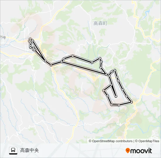 高森駅前→埋立～吉見神社前～ロッキー→高森中央 Bus Line Map