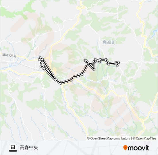 高森駅前→小村入口～高尾野～ロッキー→高森中央 Bus Line Map